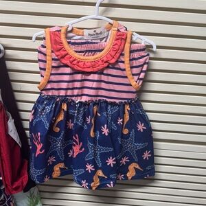 2pc Navy & Coral Starfish & Seahorse outfit